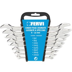 FERVI Chrome Double Fork Fixed Wrenches Set 8 pieces 0200