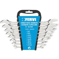Serie Chiavi Fisse a Forchetta Doppie  Cromate FERVI 8 pezzi 0200