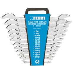 FERVI Chrome Double Fork Fixed Wrenches Set 12 pieces 0201