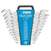 Serie Chiavi Fisse a Forchetta Doppie  Cromate FERVI 12 pezzi 0201