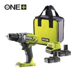 R18DD3-220S Trapano Avvitatore 18V Ryobi Completo di 2 Batterie da 2.0Ah