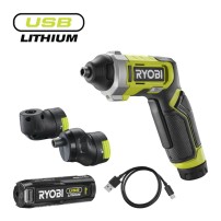 RSD4-120TA2 Ryobi 4V USB Lithium Screwdriver with 2.0 Ah Battery and 2 Heads