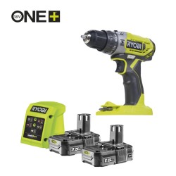R18PD2-215G Trapano Avvitatore a Percussione 18V Ryobi con 2 Batterie da 1.5  Ah