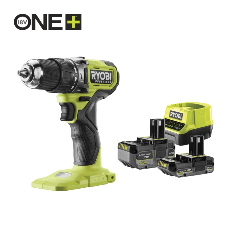 RPD18BL1-2C42S Trapano Avvitatore a Percussione Brushless 18V Ryobi con 2 Batterie da 2.0 e 4.0 Ah