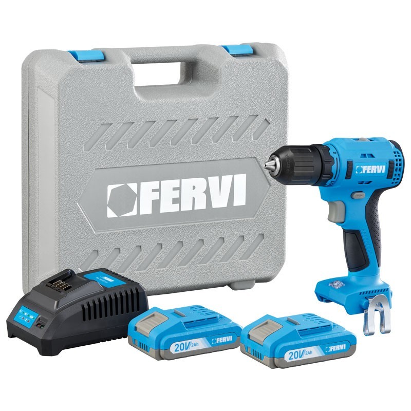 FB20CD3AB-22B Trapano Avvitatore 20V FERVI BRUSHLESS Con 2 Batterie 2 Ah