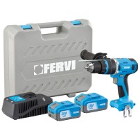 FB20ID3AB-24B Trapano a Percussione 20V FERVI BRUSHLESS Con 2 Batterie da 4 Ah
