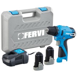 FB12CD3AS-22B Trapano Avvitatore 12V FERVI Con 2 Batterie da 2 Ah