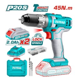 TIDLI201452E Trapano Avvitatore a Percussione 20V TOTAL Con 2 Batterie da 2.0 Ah
