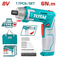 TSDLI0802 8V Screwdriver complete with TOTAL Accessories