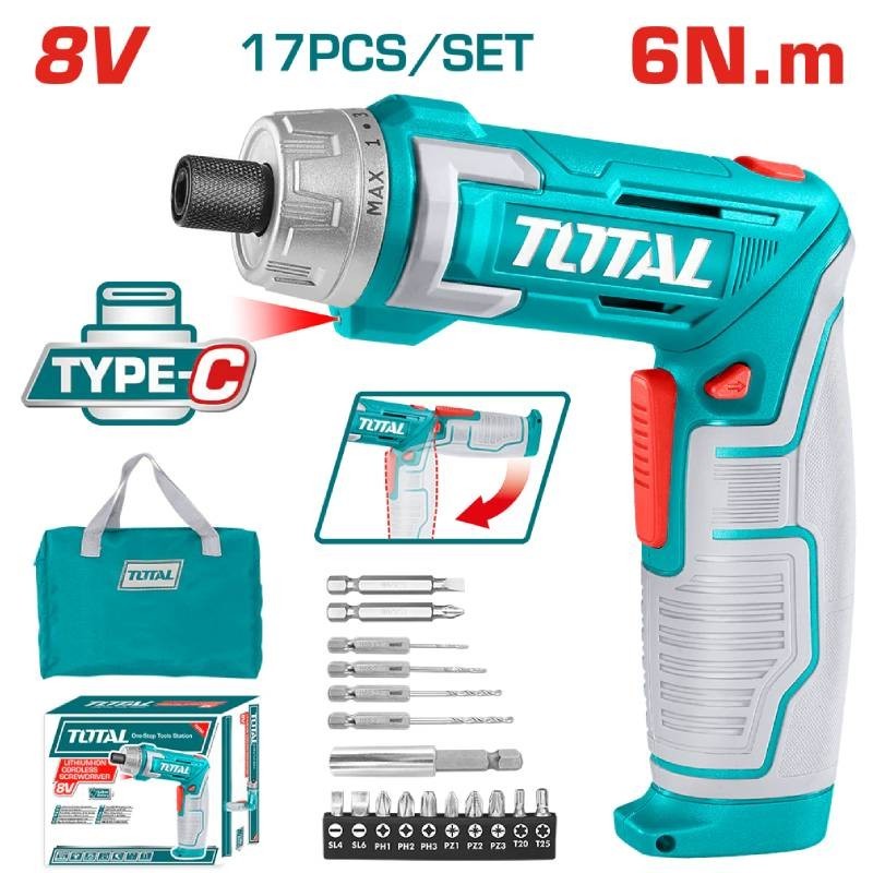 TSDLI0802 Avvitatore 8V completo di Accessori TOTAL