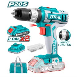TIDLI2002E Trapano Avvitatore 20V con 2 Batterie e 50 Accessori TOTAL