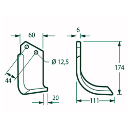 Hoes for Celli Cutter Type AL-BA-HBA-FBA Plate 60x6mm Hole 12.5mm