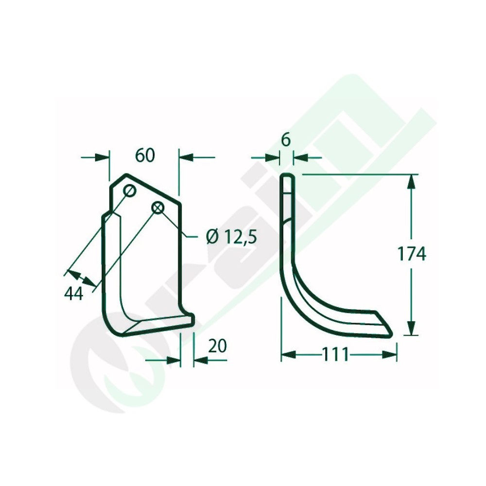 Zappette per Fresa Celli Tipo AL-BA-HBA-FBA Piatto 60x6mm Foro 12.5mm