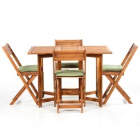 Set Vittoria Tavolo + 4 Sedie in Legno Pieghevoli Estosa