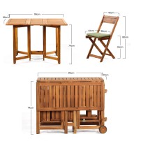 Set Vittoria Table + 4 Folding Wooden Chairs Estosa