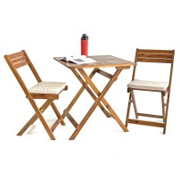 Set Genova Tavolo + 2 Sedie in Legno Pieghevoli Estosa Arredo Giardino
