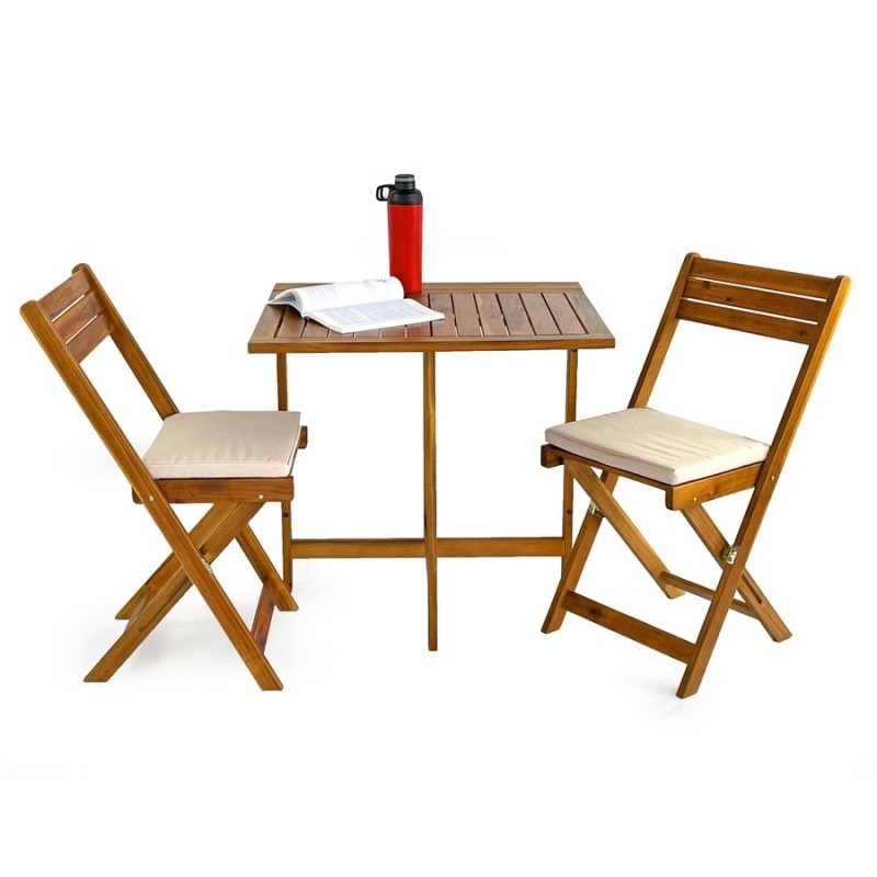 Set Melzo Tavolo + 2 Sedie in Legno Pieghevoli Estosa Arredo Giardino