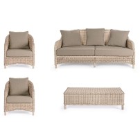 Set Kalef Salotto da Giardino in Polyrattan Naturale Estosa