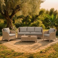 Kalef Garden Lounge Set in Natural Polyrattan Estosa