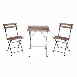 Set Bistrot Nero in Legno di Acacia e Ferro Estosa