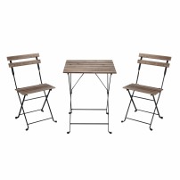 Set Bistrot Nero in Legno di Acacia e Ferro Estosa