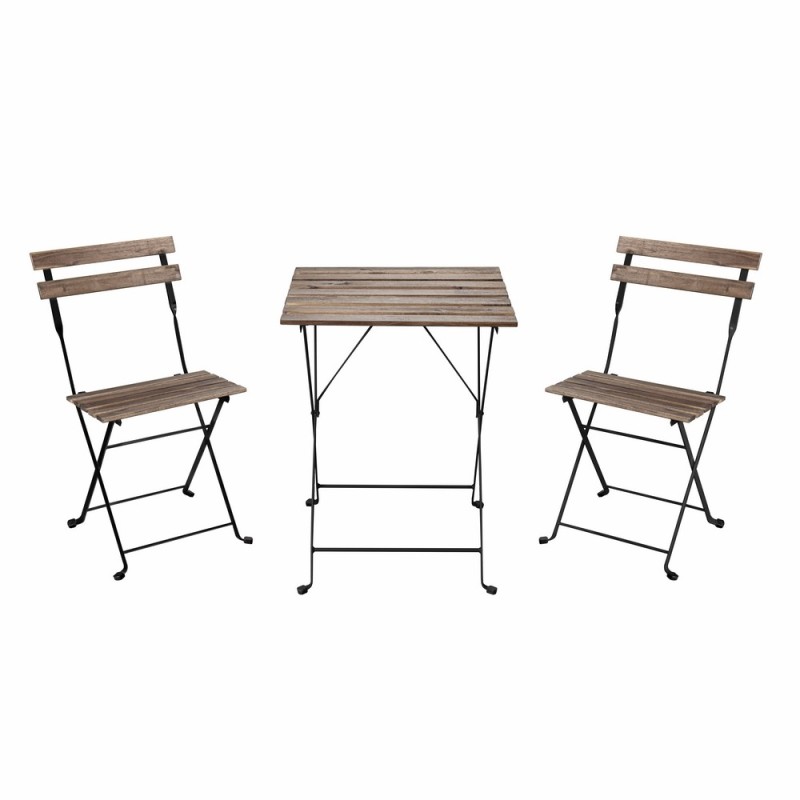 Set Bistrot Nero in Legno di Acacia e Ferro Estosa
