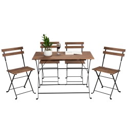 Estosa Black Bistro Set X4 in Acacia Wood and Iron