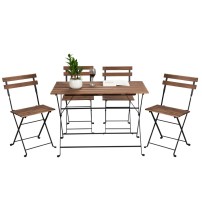 Set Bistrot Nero X4 in Legno di Acacia e Ferro Estosa