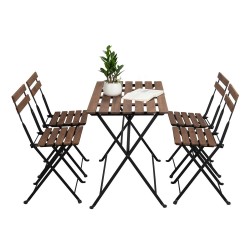 Set Bistrot Nero X4 in Legno di Acacia e Ferro Estosa