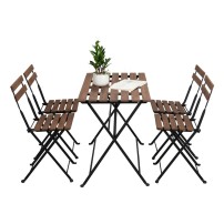 Set Bistrot Nero X4 in Legno di Acacia e Ferro Estosa