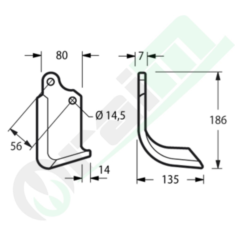 Zappette per Fresa Maschio Tipo NC-PS-Z Piatto 80x7mm Foro 14,5mm
