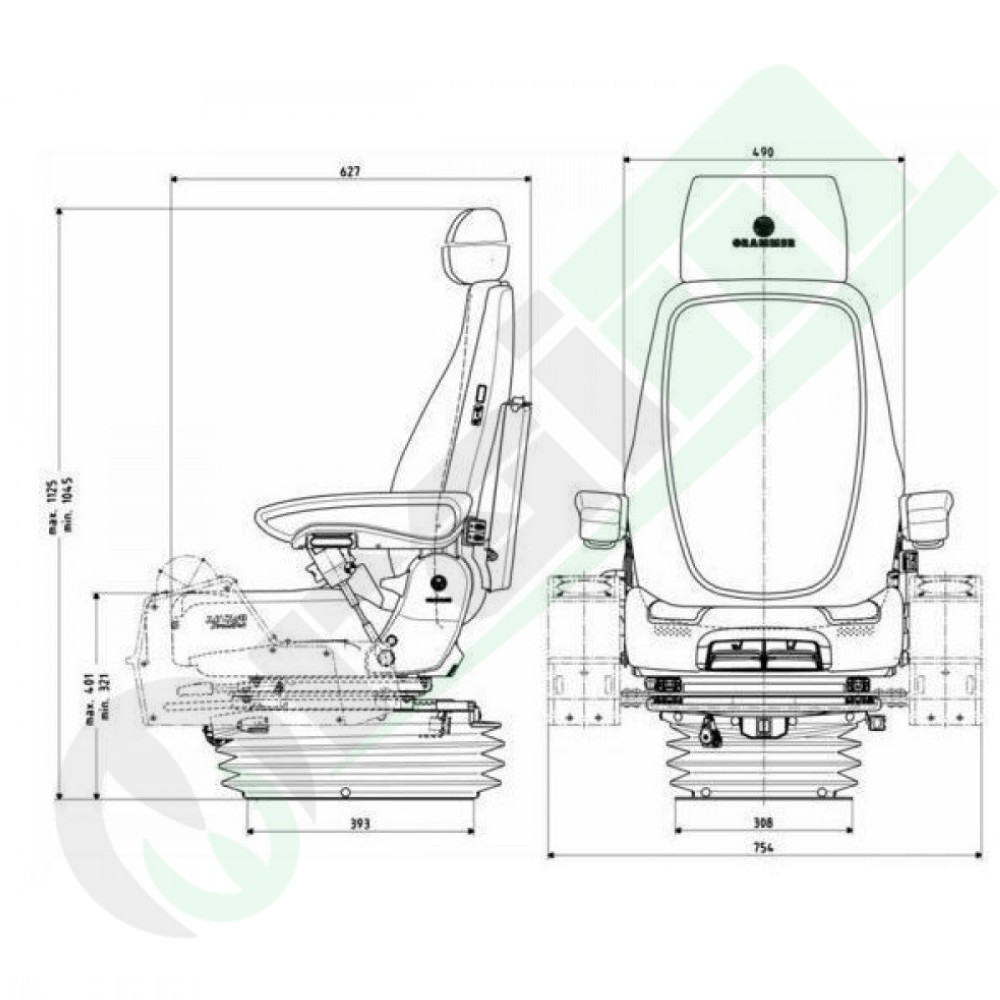 GRAMMER Actimo Evolution MSG95EL/722 Air Suspension Seat 24V Code 2401294602