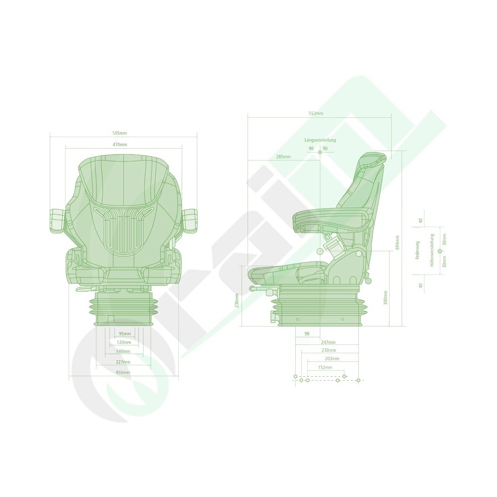 GRAMMER Compacto Basic M MSG83/521 Sedile Meccanico in PVC per John Deere Fendt Deutz Codice 2401081362