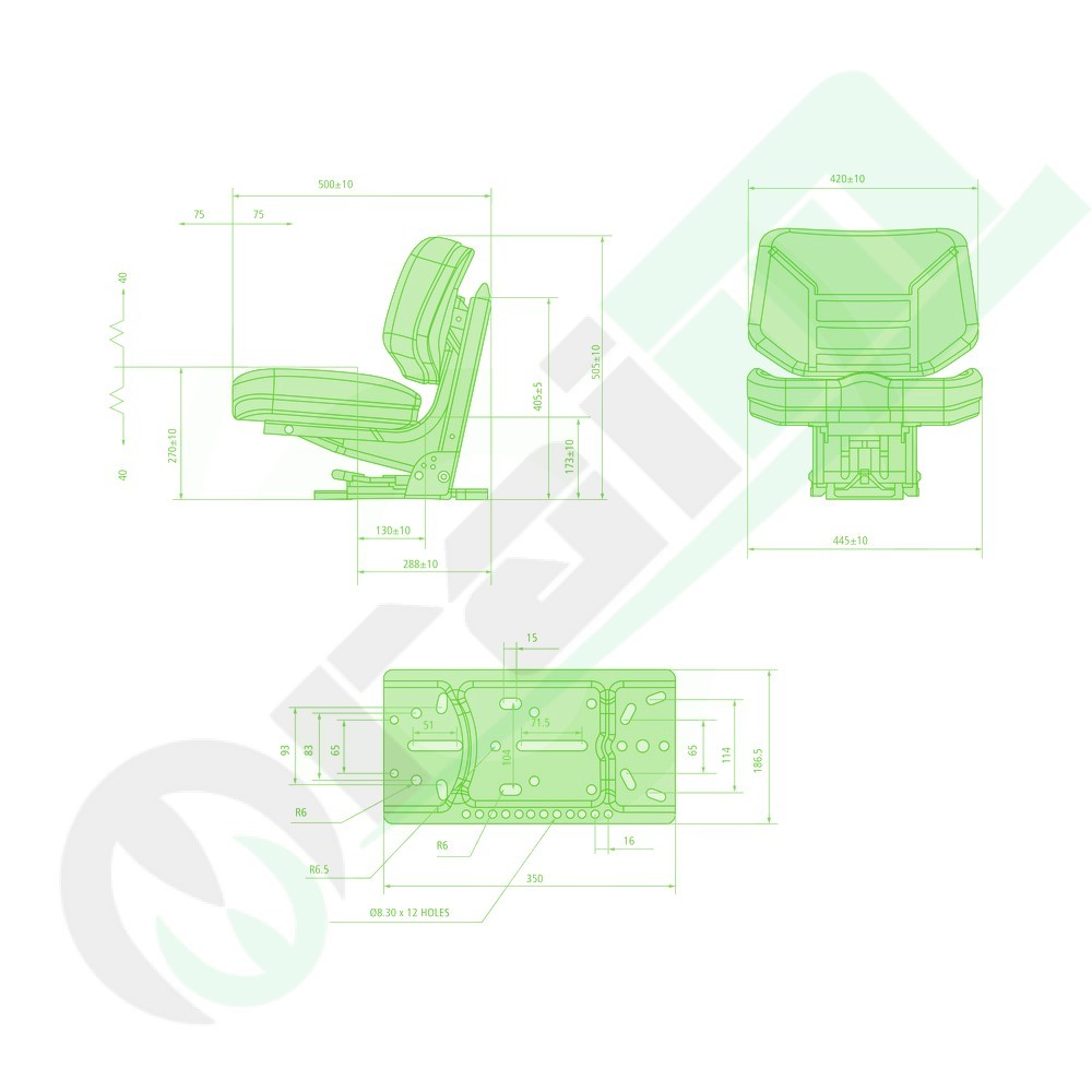 Sedile in PVC GRANIT con Sospensione Meccanica (12208981)