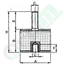 Antivibrante Cilindrico M10 50x68mm | Maschio/Femmina
