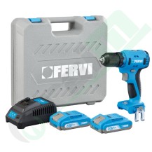 Trapano Avvitatore Brushless 20V | Fervi, 2 Batterie, Valigetta