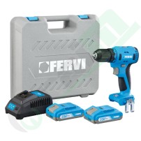 Brushless 20V Drill Driver | Fervi, 2 Batteries, Case