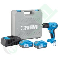 Brushless 20V Drill Driver | Fervi, 2 Batteries 4 Ah
