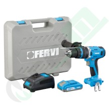 Trapano a Percussione Brushless 20V | Fervi, Metallo, Batteria, Valigetta
