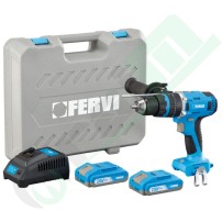 Trapano a Percussione 20V Brushless | Fervi, 2 Batterie