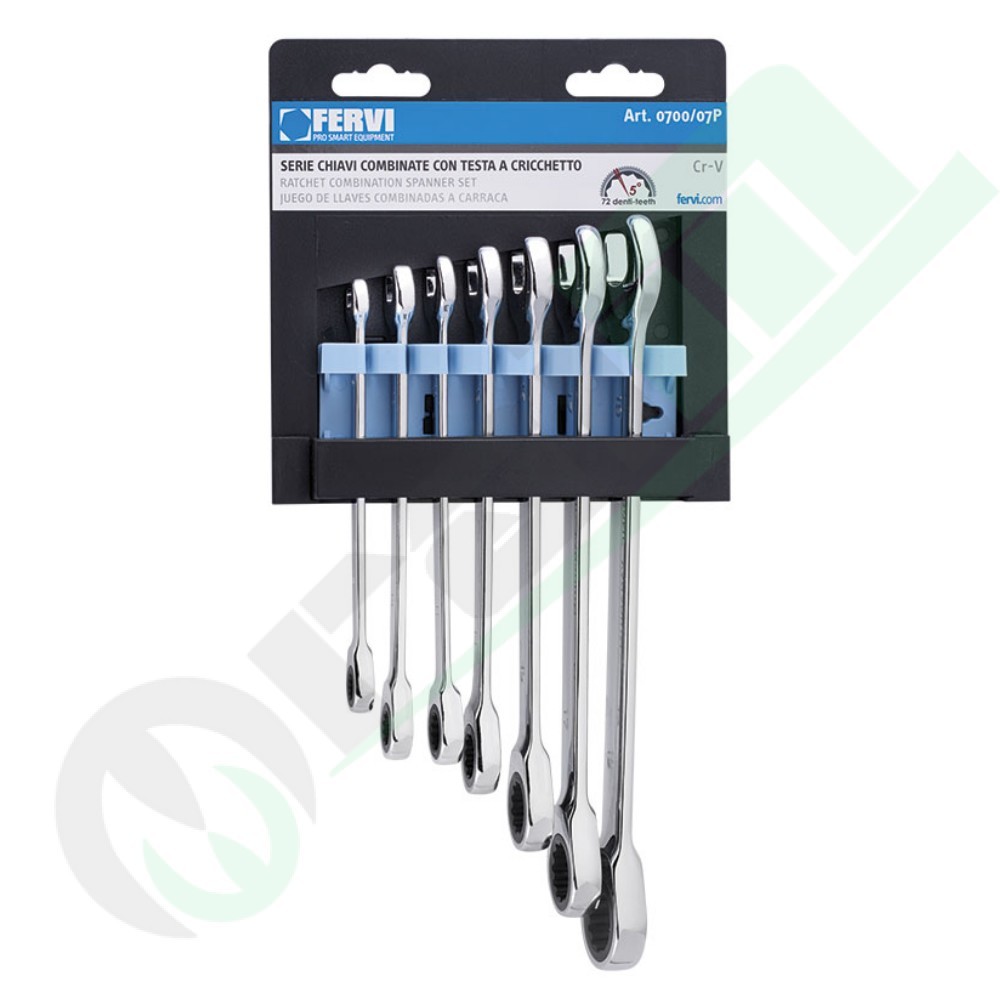 Set of 7 Ratchet Wrenches | Fervi 0700/07P, Combination