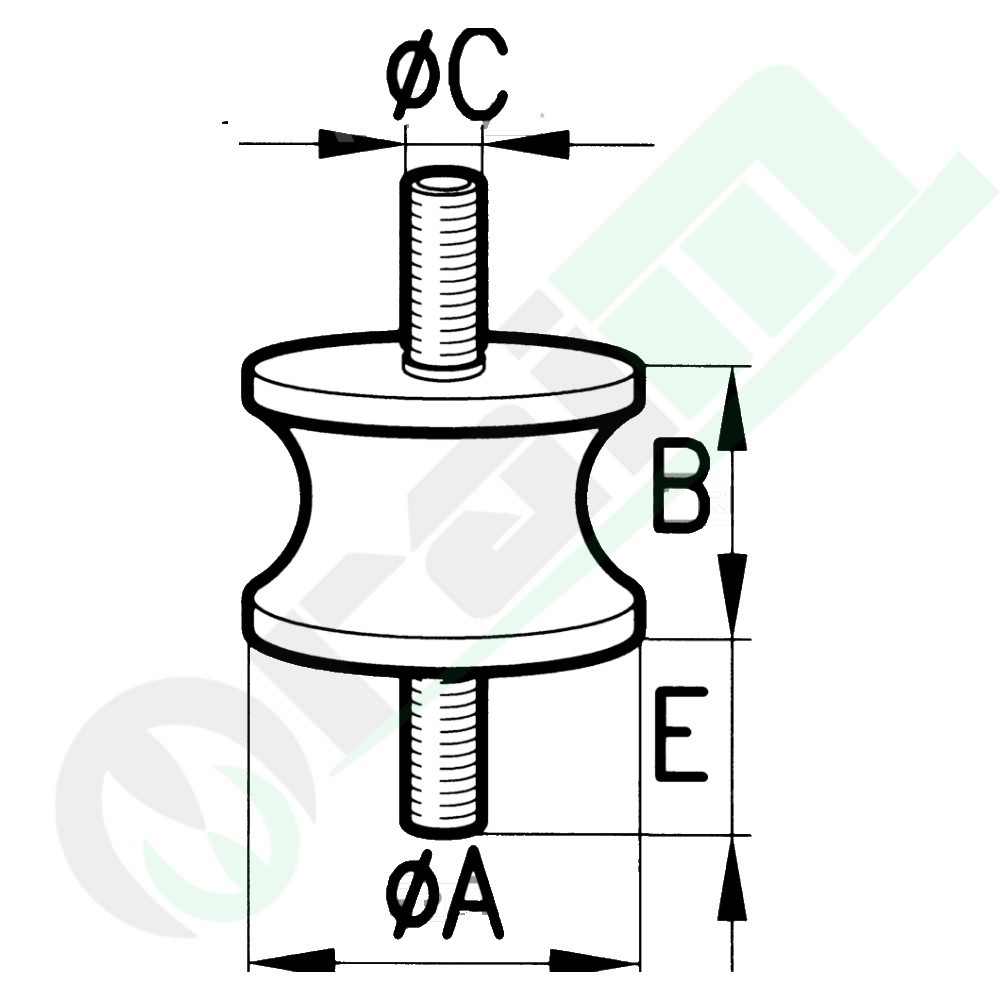 Antivibrante Sgolato Filettato Maschio/Maschio Ø24mm x 20mm