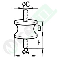 Male/Male Anti-Vibration Mount M8 | D.40 mm
