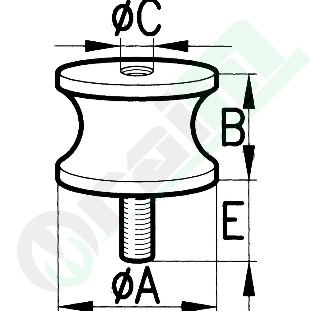 Antivibrante Sgolato Filettato Maschio/Femmina Ø40mm x 30mm