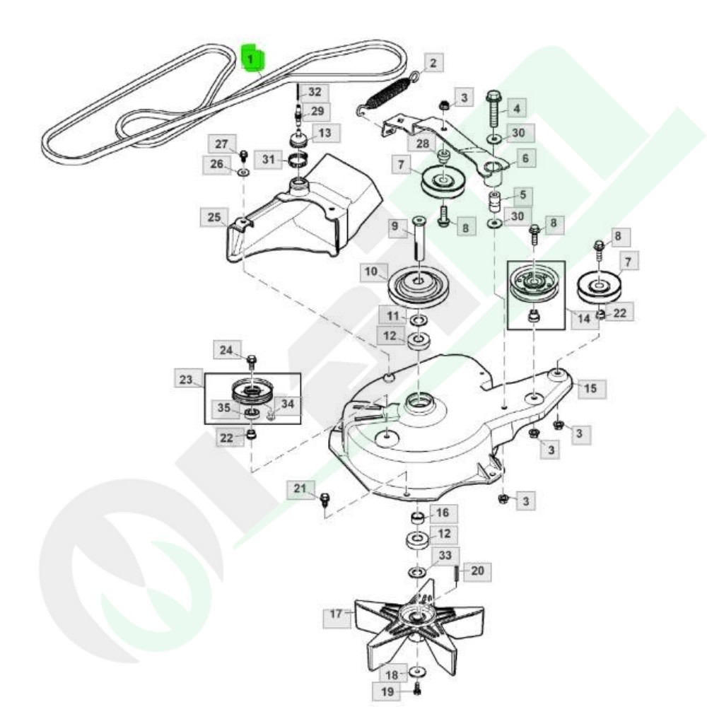 V-Belt TCU19418 for Primary Deck Drive