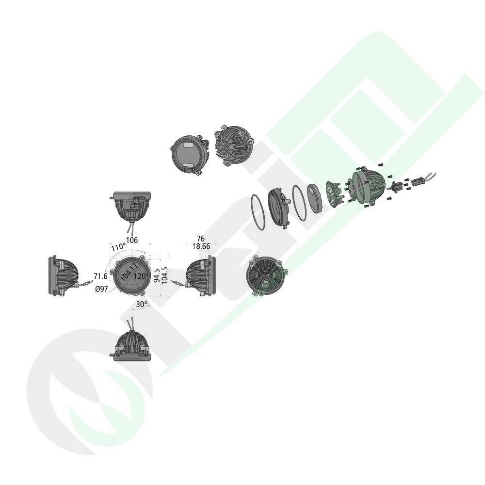 Proiettore Lavoro LED GRANIT 11256593 | 12/24V | 2692 lm | Incasso | EMC Classe 4