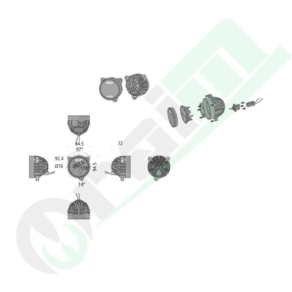 Proiettore Lavoro LED GRANIT 11193568 | 12/24V | 2392 lm | Incasso | Prossimità