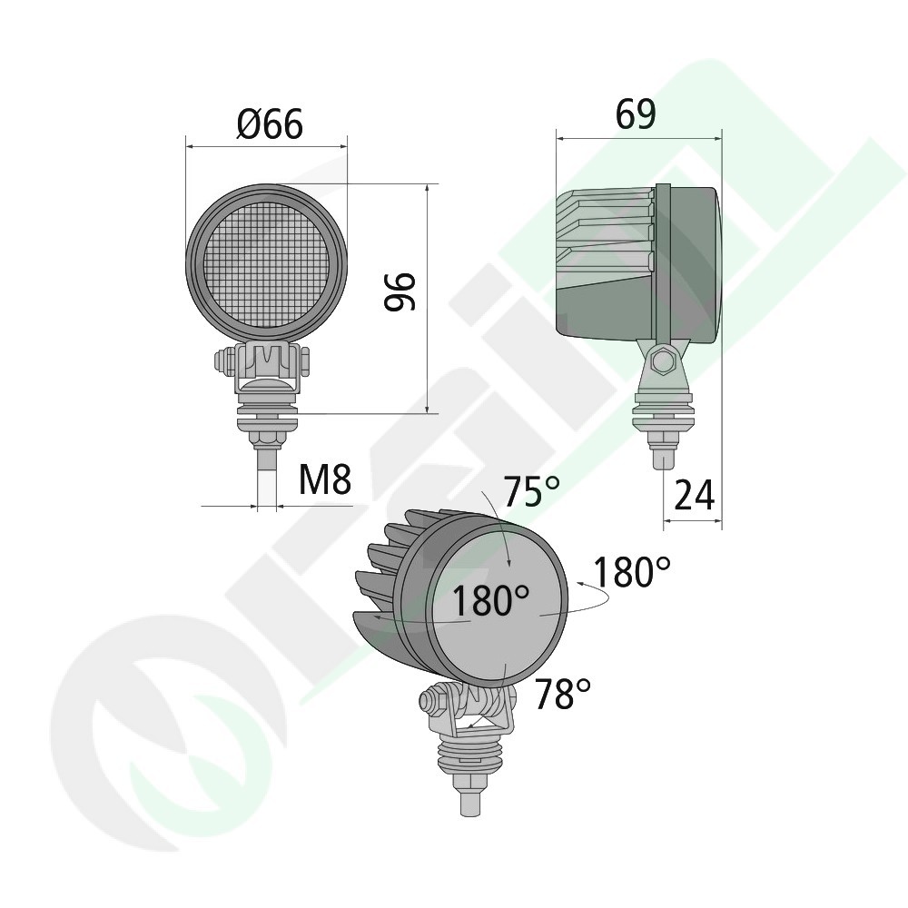 Proiettore Lavoro LED 70799516 | 12W | Illuminazione Prossimità | 600 lm | IP69K