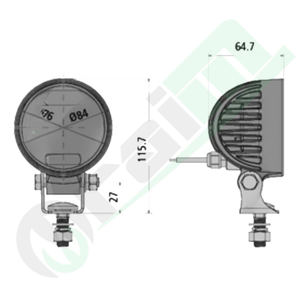 Proiettore Lavoro LED 7070010435 | 12W | Lungo Raggio | 1170 lm | 12/24V | IP6K9K