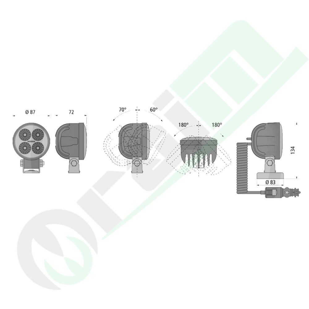 Proiettore di Lavoro LED 70702067 | 18W | Lungo Raggio | 1200 lm | IP69K | Interruttore